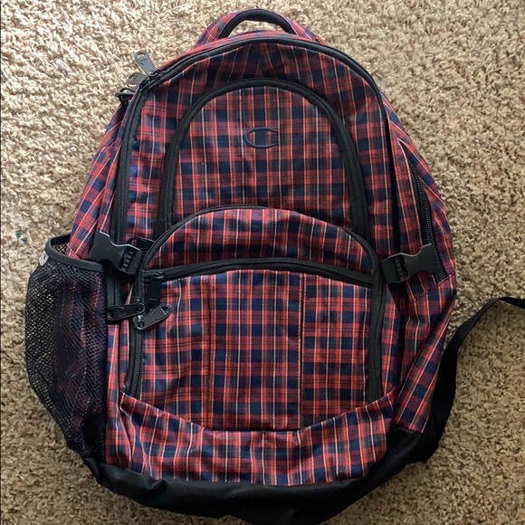plaid champion backpack